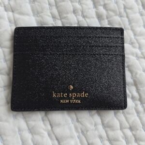Kate Spade New York Glitter Boxed Small Faux Leather Card holder Black N…